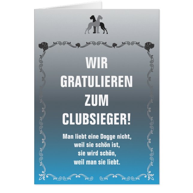 Doggen Sieger Grußkarte (Vorne)