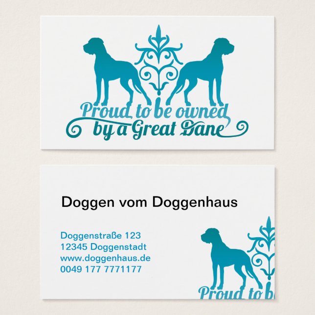 Doggen Visitenkarten Taubenblau (Vorne & Hinten)