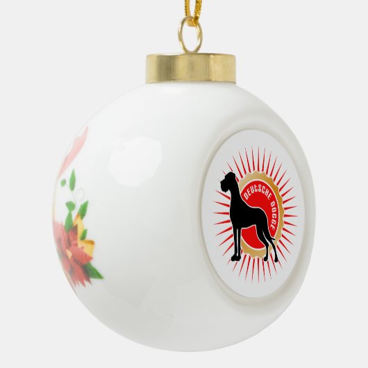 Doggen zu Weihnachten Keramik Kugel-Ornament (Links)