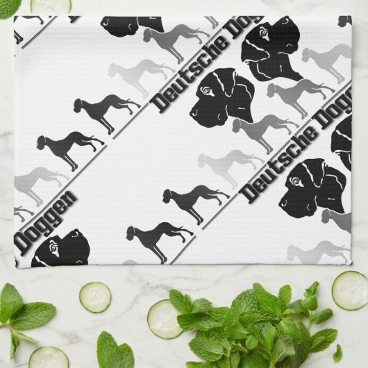 Doggenlogo Schwarz Grau Handtuch (Gefaltet)