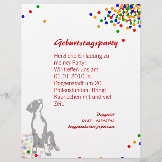 Doggenwelpe Einladung Flyer (Hinten)