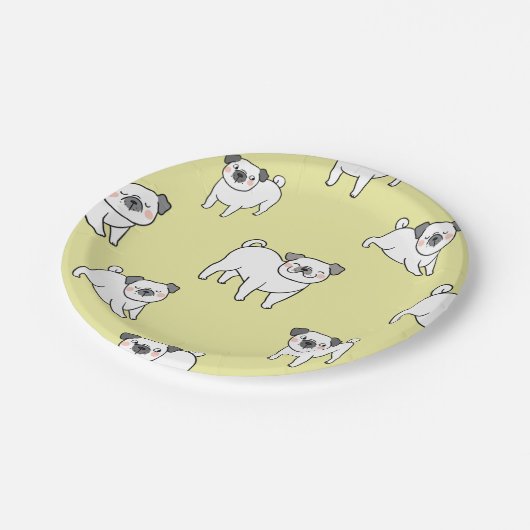 Doggetisches Party für Mops-Muster Pappteller (Schrägansicht)