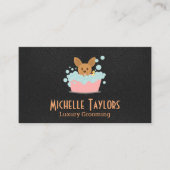 Doggie Bathing Grooming | Leather Business Card Visitenkarte (Vorderseite)