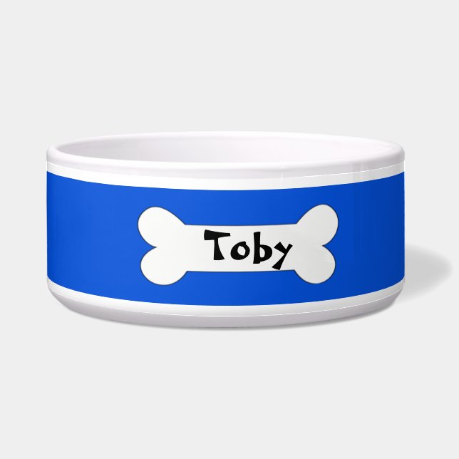 Doggie Blues - Blue Personalisiert Dog Bowl Napf (Vorderseite)