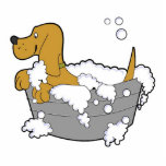 Doggie Bubble Bath Freistehende Fotoskulptur<br><div class="desc">Diese Fotoskulptur ist von einem Karikaturenhund in einem Schaumbad. Aus Acryl mit schwarzem Ständer,  ist es ein großartiges Konversationsstück. Die endgültige Größe ist ungefährlich und hängt von der Größe des ausgeschnittenen Bildes ab.</div>