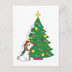 Doggie Christmas Tree Feiertagspostkarte