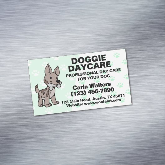 Doggie Day Care Magnetische Visitenkarte (Beispiel)