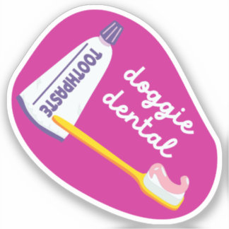 "Doggie Dental" Erinnerung für Hundepflege rosa un Aufkleber
