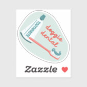 "Doggie Dental" Erinnerung Orange und Aqua Aufkleber (Blatt)