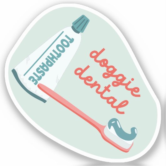 "Doggie Dental" Erinnerung Orange und Aqua Aufkleber (Vorderseite)