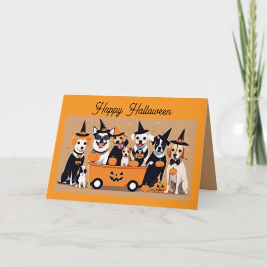 Doggie Halloween Costume Party Card Feiertagskarte (Vorderseite)