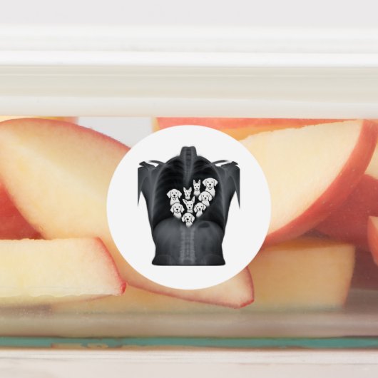 Doggie Heart X-Ray - Funny Dog Lover Design Etiketten (Befestigt)