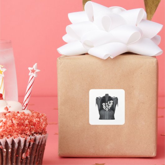 Doggie Heart X-Ray - Funny Dog Lover Design Quadratischer Aufkleber (Party)