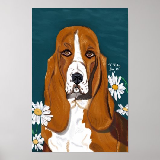 Doggie im Daisies-Poster Poster (Vorne)