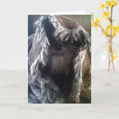 DOGGIE IN BLANKETS SAGT "HELLO" KARTE (Gelbe Blume)