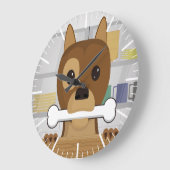 Doggie in der Küche Große Wanduhr (Winkel)