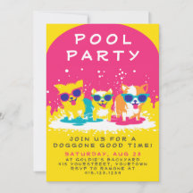 Doggie Pool Party Einladung | Anpassbar