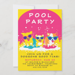 Doggie Pool Party Einladung Anpassbar
