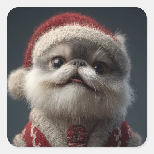 doggie quadratischer aufkleber (Vorderseite)