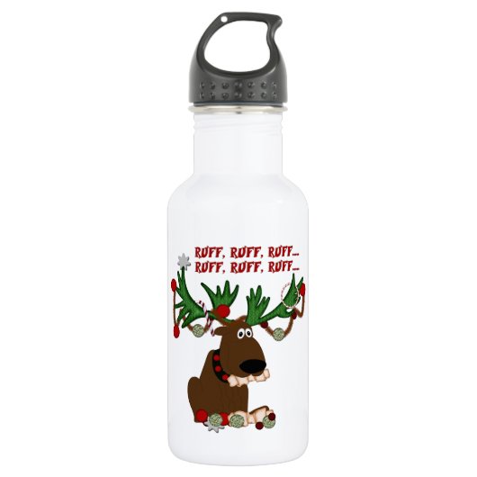 Doggie Reindeer Ruff Ruff Trinkflasche (Vorderseite)