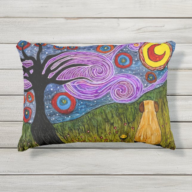 Doggie Starry Night Outdoor Kissen Für Draußen (Vorderseite)