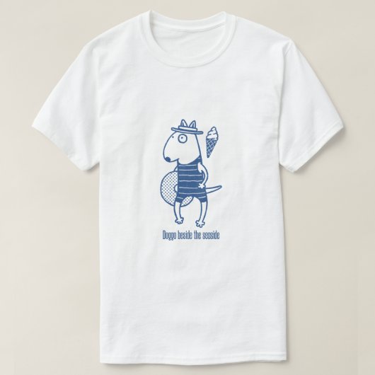 Doggo beside the seaside: Blue T-Shirt (Design vorne)