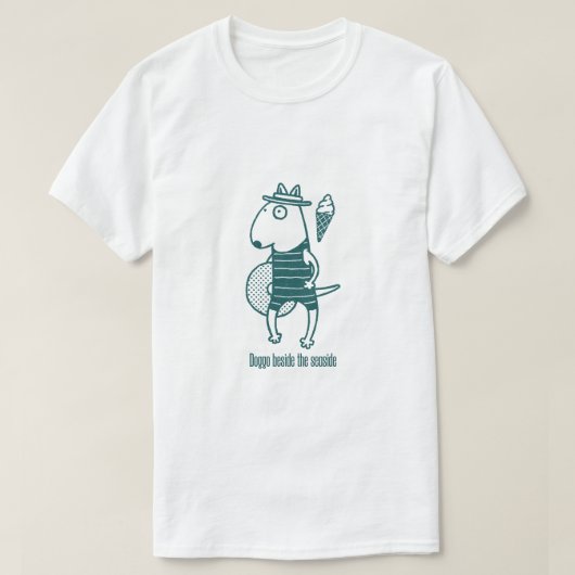 Doggo beside the seaside: Green T-Shirt (Design vorne)