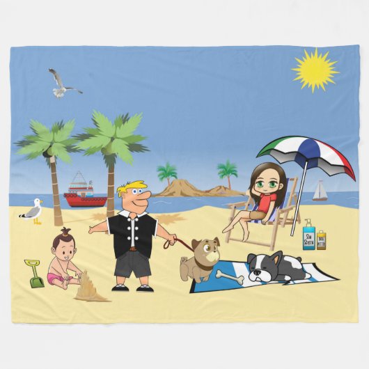 Doggone Beachy Fleecedecke (Vorderseite (Horizontal))