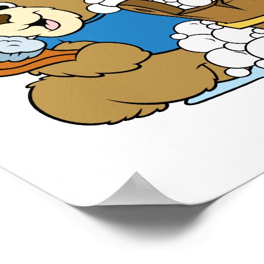 Doggy Bath Time Bear Poster (Ecke)