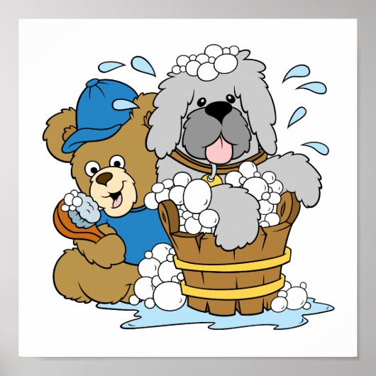 Doggy Bath Time Bear Poster (Vorne)