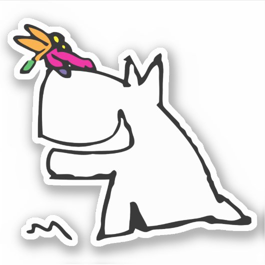 Doggy mit Dragonfly Doodle Aufkleber (Vorderseite)