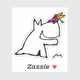 Doggy mit Dragonfly Doodle Aufkleber