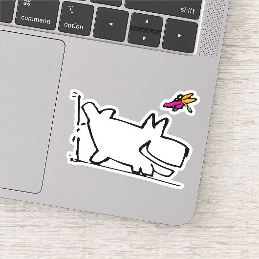Doggy mit Dragonfly genießen P Doodle Aufkleber (Detail)