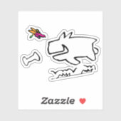 Doggy mit DragonflyRun Doodle Aufkleber (Blatt)