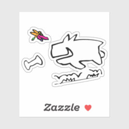 Doggy mit DragonflyRun Doodle Aufkleber