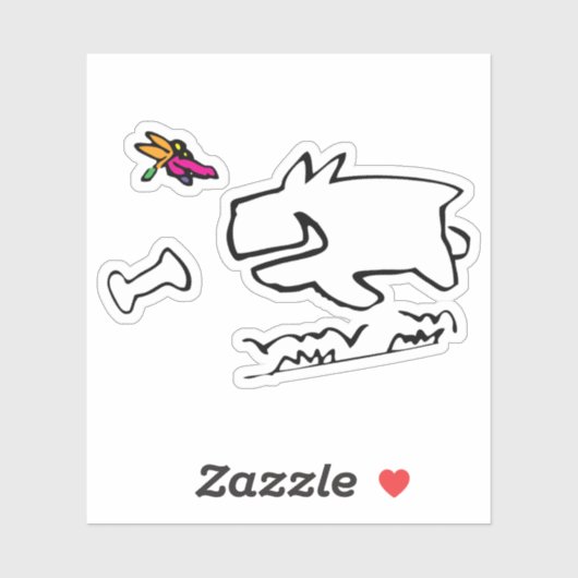 Doggy mit DragonflyRun Doodle Aufkleber (Blatt)
