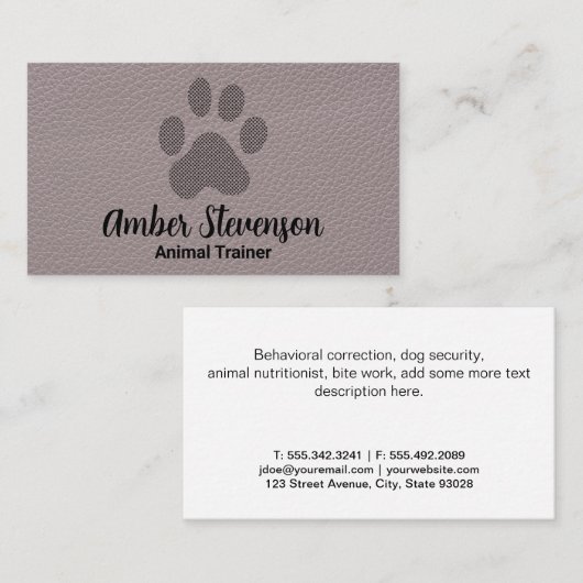 Doggy Paw | Lederuntergrund Visitenkarte (Vorne/Hinten)