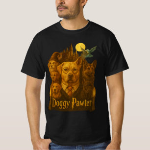 Doggy Pawter Vintag 90er Grafischer Retro Wizard D T-Shirt