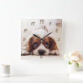 Doggy Quadratische Wanduhr (Zuhause)