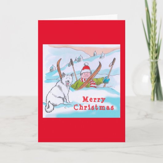 Doggy Ski Reise Weihnachtskarte Karte (Vorderseite)