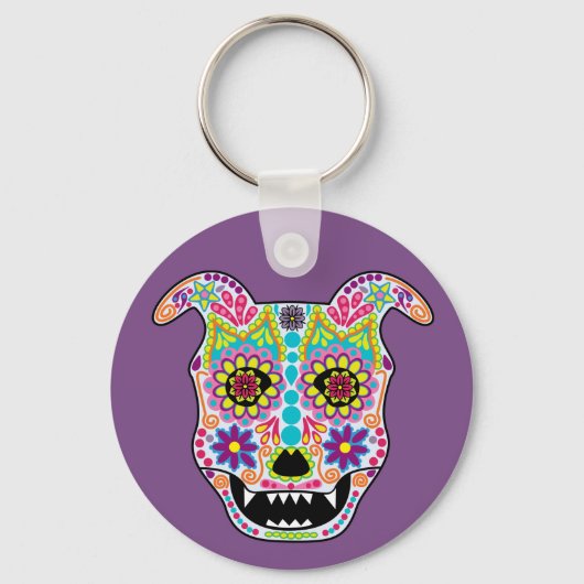 Doggy Sugar Skull Schlüsselanhänger (Vorderseite)