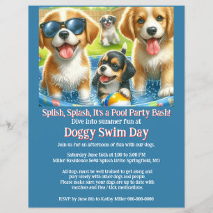Doggy Swim Day Pool Party Einladung Flyer