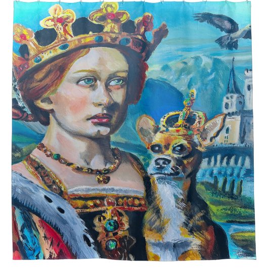 Doggy und die Königin Duschvorhang (Vorderseite)