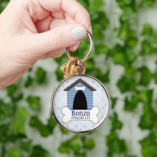 Doghouse in blauem Hund-Identifikations-Umbau Schlüsselanhänger (Hand)