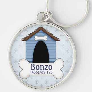 Doghouse in blauem Hund-Identifikations-Umbau Schlüsselanhänger