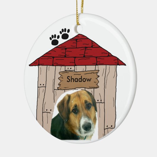 Doghouse Maßgeschneidertes Hunde Foto Keepake Keramik Ornament (Links)