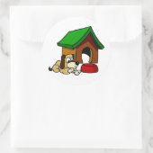 Doghouse Scene Runder Aufkleber (Tasche)