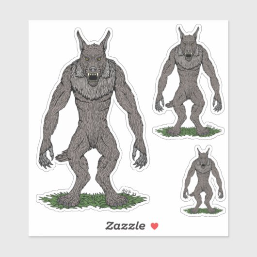 Dogman Cryptid oder Werewolf Aufkleber (Blatt)
