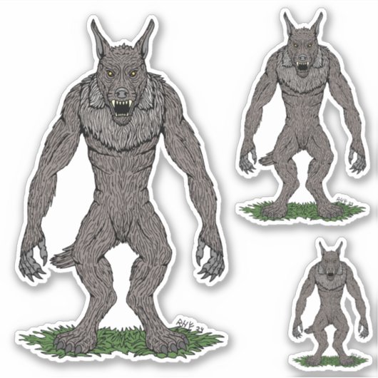 Dogman Cryptid oder Werewolf Aufkleber (Vorderseite)