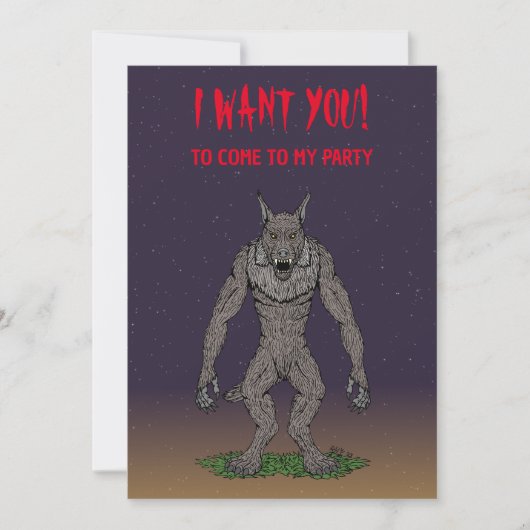 Dogman Cryptid oder Werewolf Einladung (Vorderseite)